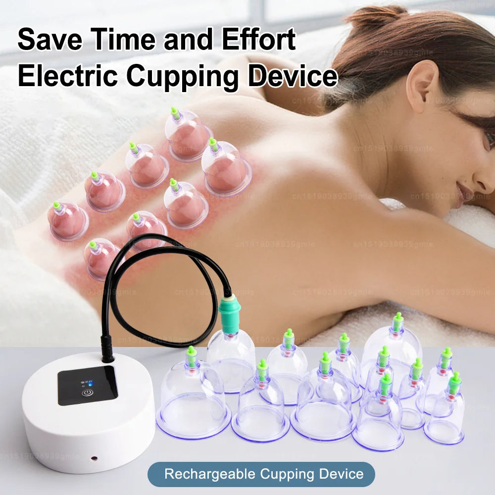 Electric Cupping Therapy Set for Back Massage | 12-Piece Wellness Kit Relaxation Treatment Tidesmit