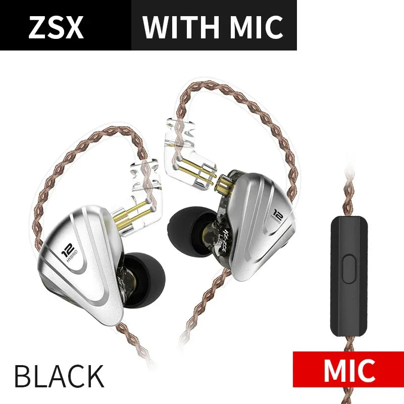 12 Driver Hybrid HiFi In-Ear Monitors | Tidesmit ZSX Series ZSX Black Mic Tidesmit