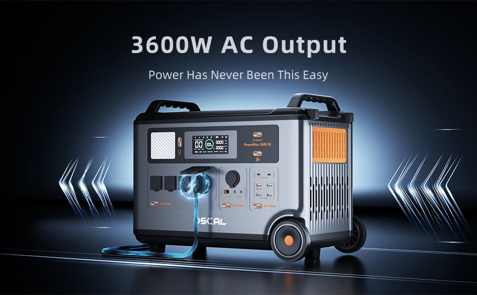 Oscal PowerMax3600SE Portable Power Station 3600W Solar Generator 3600Wh LiFePO4 Battery 14 Outlets Morse Code For Emergency Use No parallel operation function