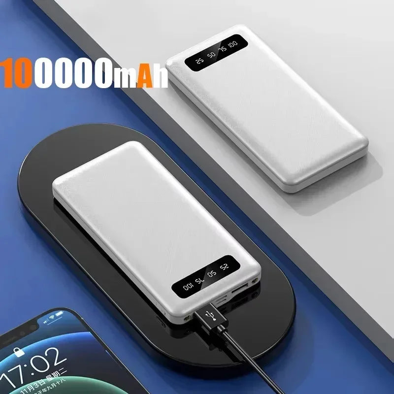 Tidesmit 200000mAh Portable Power Bank - 120W Fast Charging PD Battery White 100000mAh Tidesmit