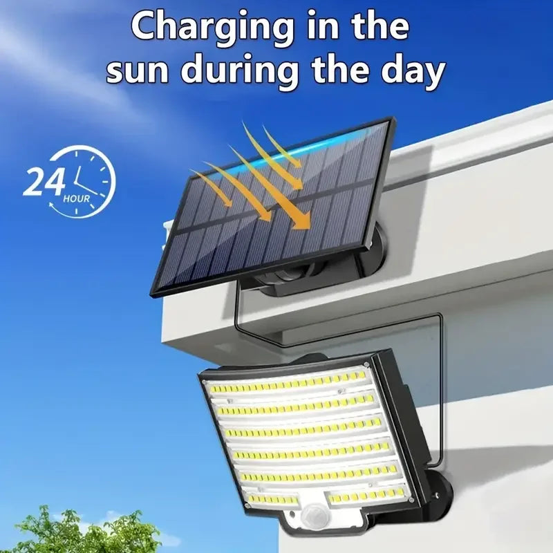 1PC/2PCS 252 LEDs Solar Powered Outdoor Lamp, Split Panel Solar Motion Sensor Security Flood Lamp, 3 Modes, IP65 Waterproof for Garden Yard Driveway Decor Lighting