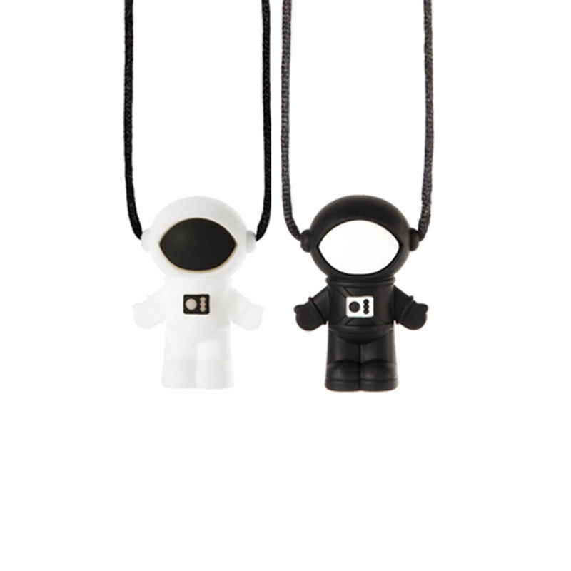 77HD Baby Silicone Astronaut Teether Autism Sensory Chewing Necklace Toddler Teething Soothing Toy Infant Soother