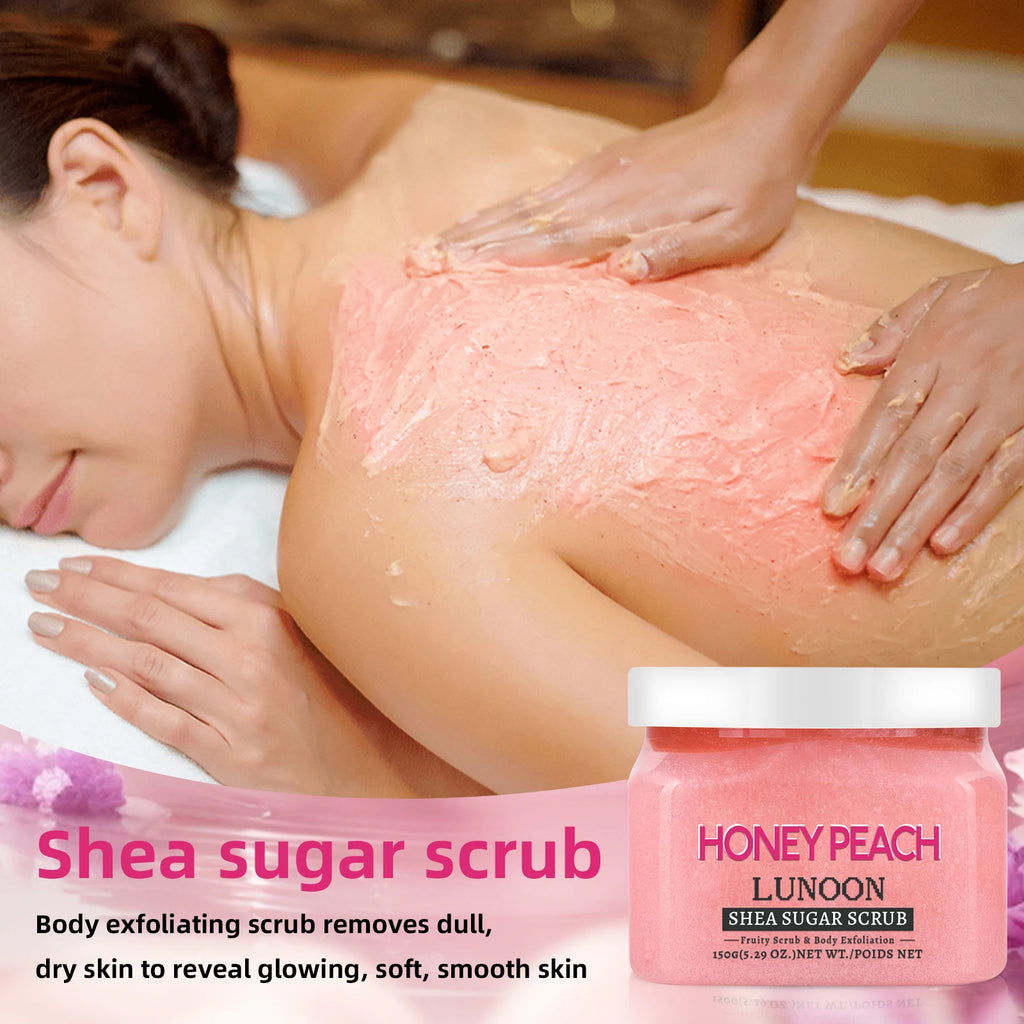 Peach Shea Butter Body Scrub Exfoliator - 150g Natural Skin Treatment Scrubs Treatments Tidesmit