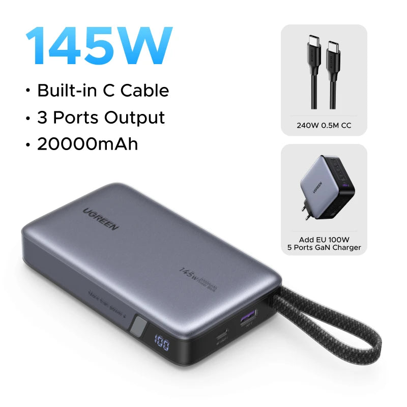 145W 20000mAh Laptop Power Bank with PD Fast Charging - Tidesmit Add 100W EU Charger China Mainland Tidesmit