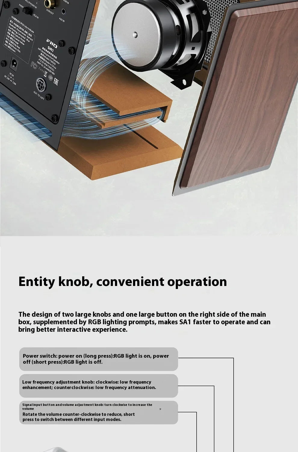 FiiO SA1 Active Speaker Desktop Bluetooth Speaker HIFI Sound Quality 31 Segment High-precision Lossless Customize PEQ LDAC APP