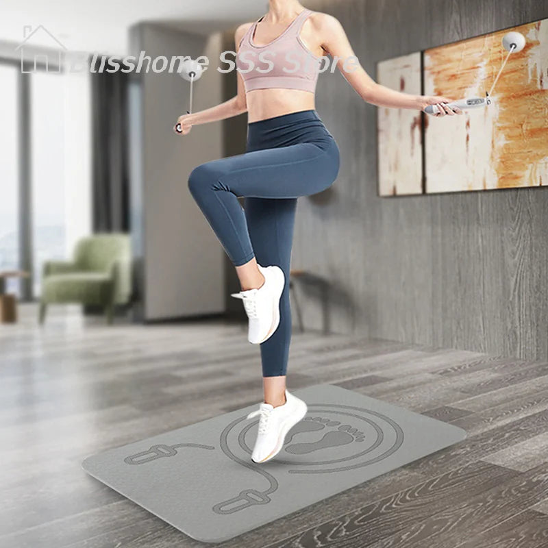 【S】6MM Skipping Rope Mat Anti-noise Jump Rope Mat Floor Mats Exercise Shock Absorption Yoga Mat TPE Skipping Mat Fitness
