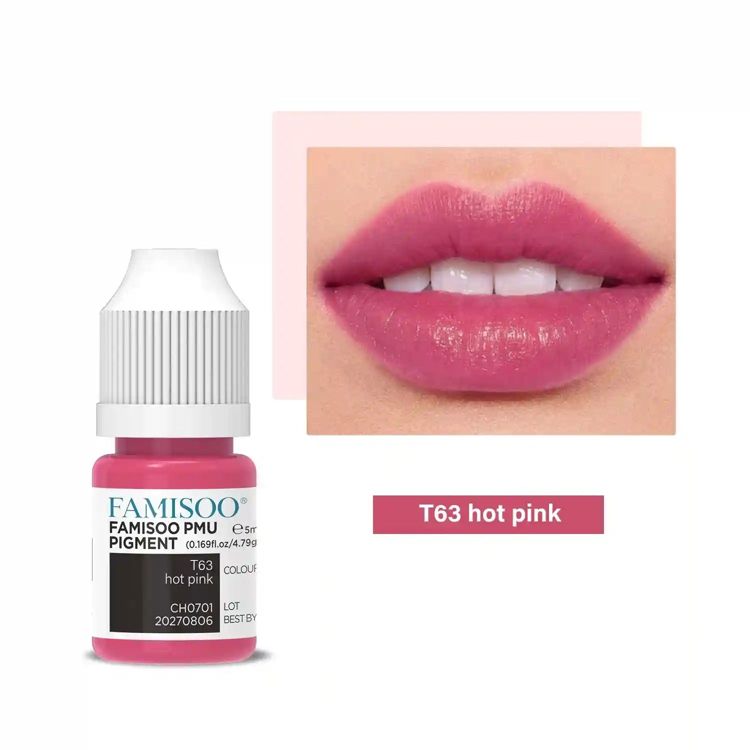 Permanent Makeup Pigment 5ml | Professional PMU Lip & Brow Ink Permanent Makeup Machines T63 Pink China Mainland Tidesmit