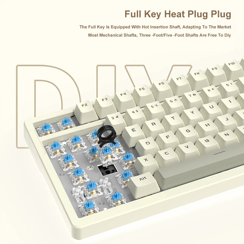Ajazz AK992 Wired Mechanical Keyboard 98-Key Full Layout  Hot-Swap USB Gaming keyboard Multimedia Key Knob for Desktop PC Laptop