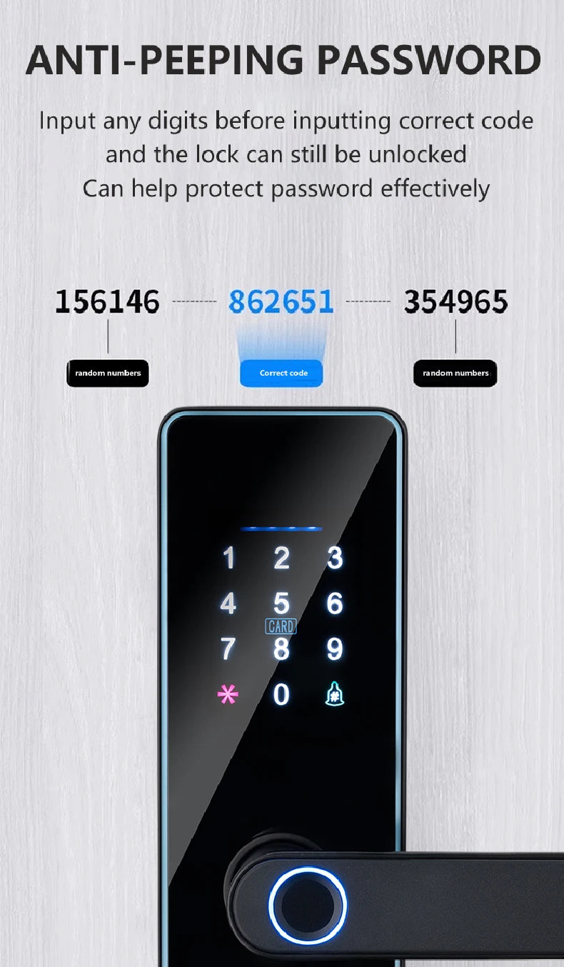 2026 New WiFi Tuya APP Smart Door Lock Remote Unlocking Digital Electronic Smart Home Wooden Door Lock Fingerprint Sound Quiet