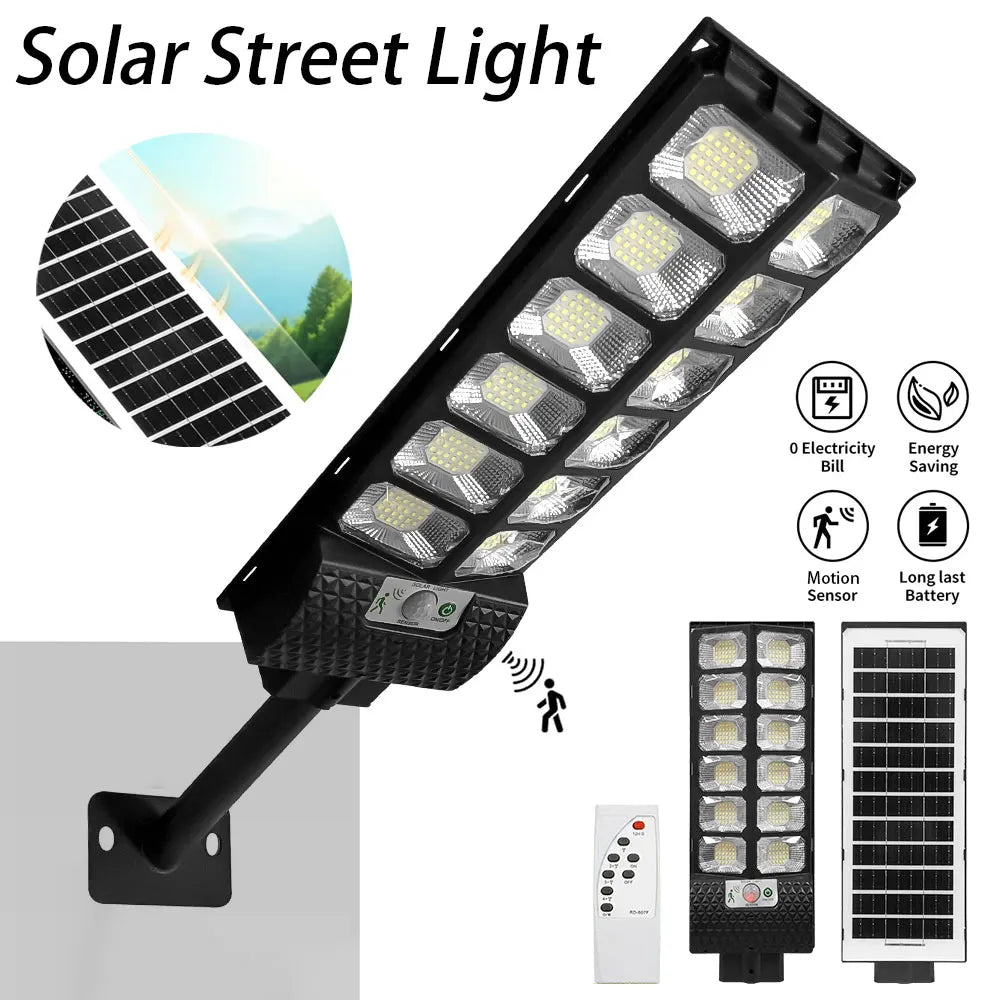 Outdoor Solar Powered LED Lights Waterproof 8000 Lm Super Bright Wall Lamp With Motion Sensor Remote Control Garden Street Light
