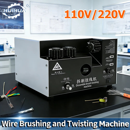 Electric wire brushing and twisting machine, black control panel with 110V/220V dial