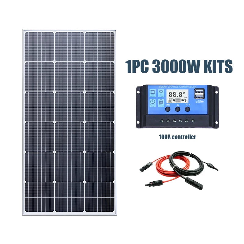 3000W Foldable Portable Monocrystalline Solar Panel 18V High Output Solar Generator for Home RV Camping Off Grid Energy