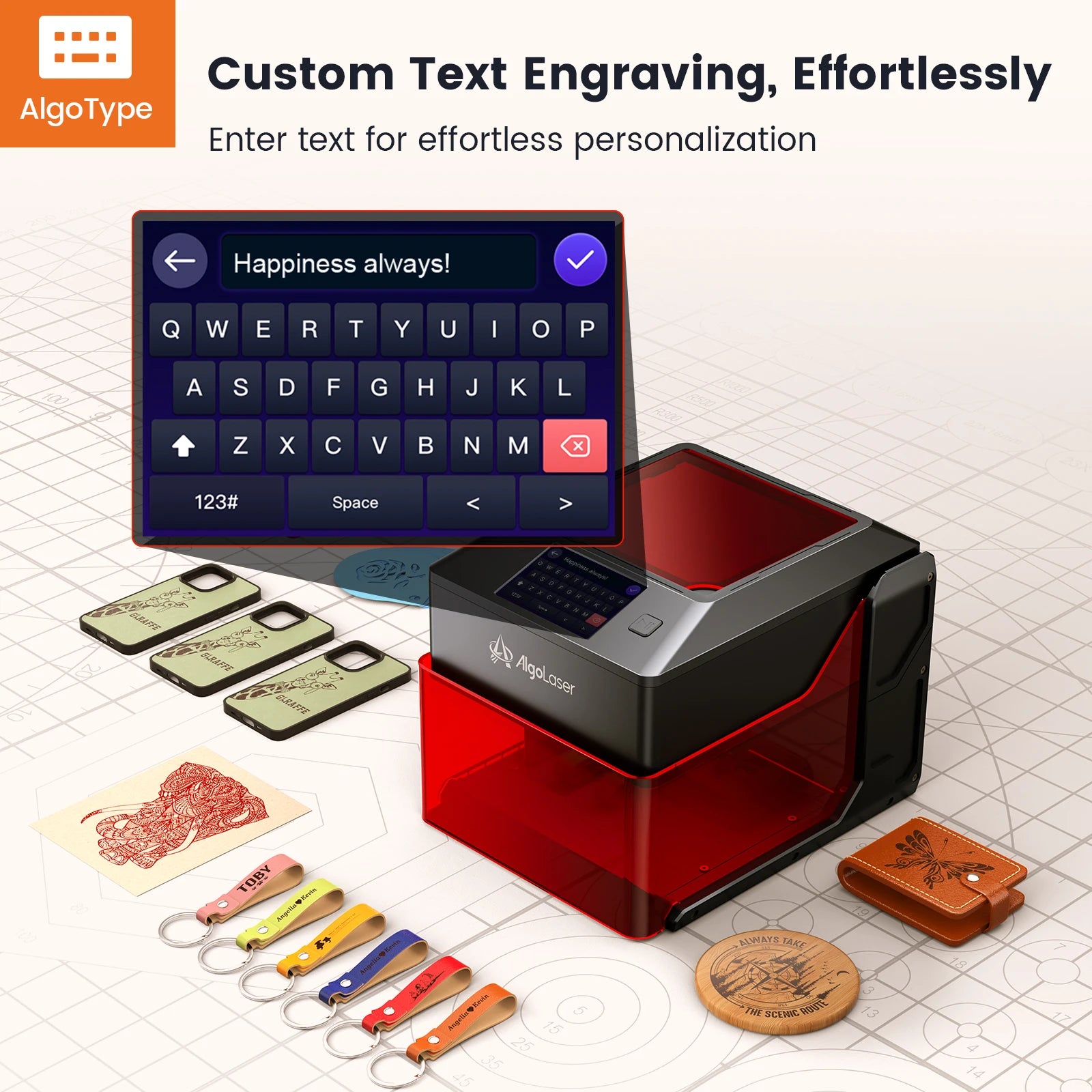 Algolaser PIXI 10W Mini Portable Woodworking Engraving Machine with Rotary Roller High Precision Engraver for DIY Hobby Craft