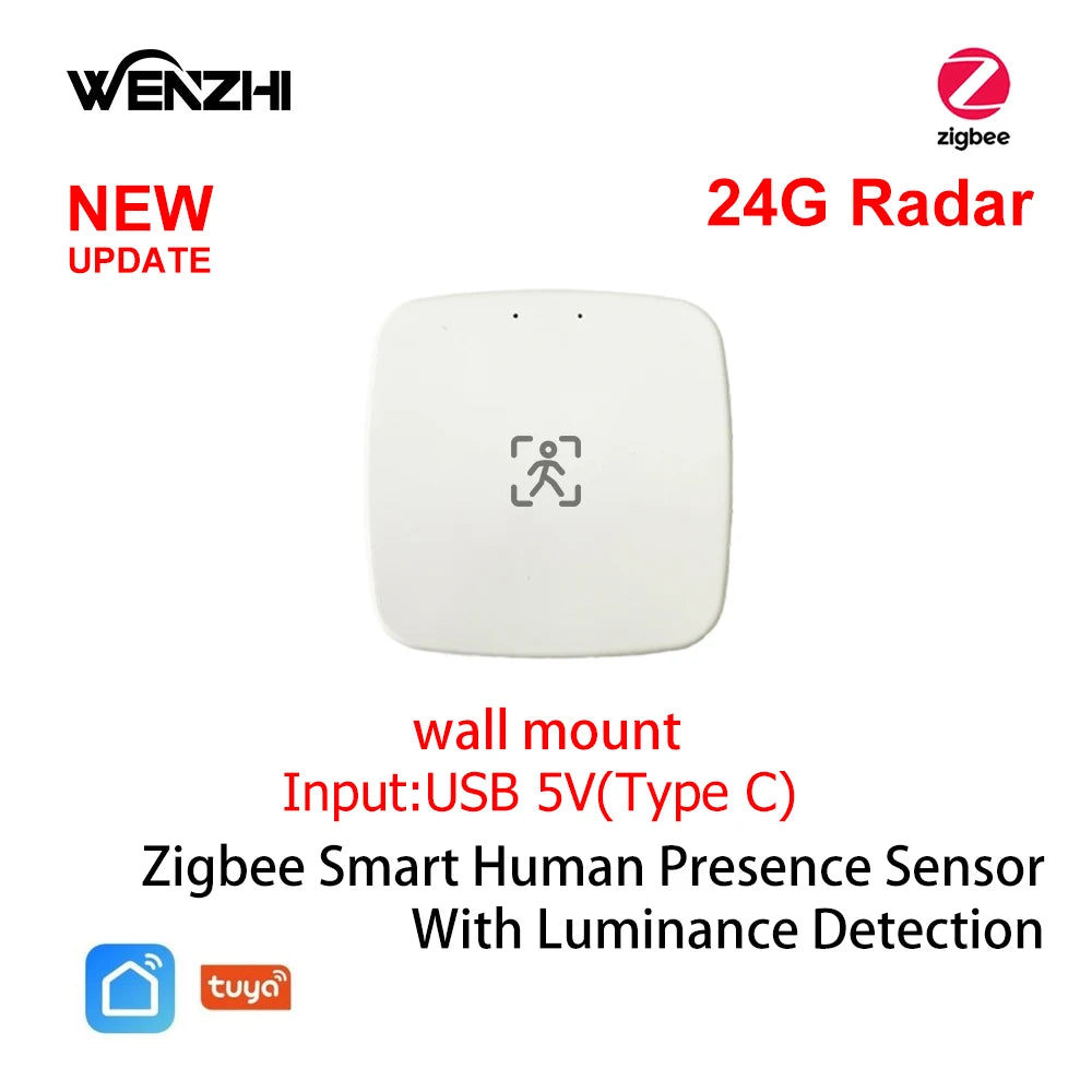 MmWave Human Presence Sensor with Luminance Detection for Smart Homes 24G wall ZigBee China Mainland Tidesmit