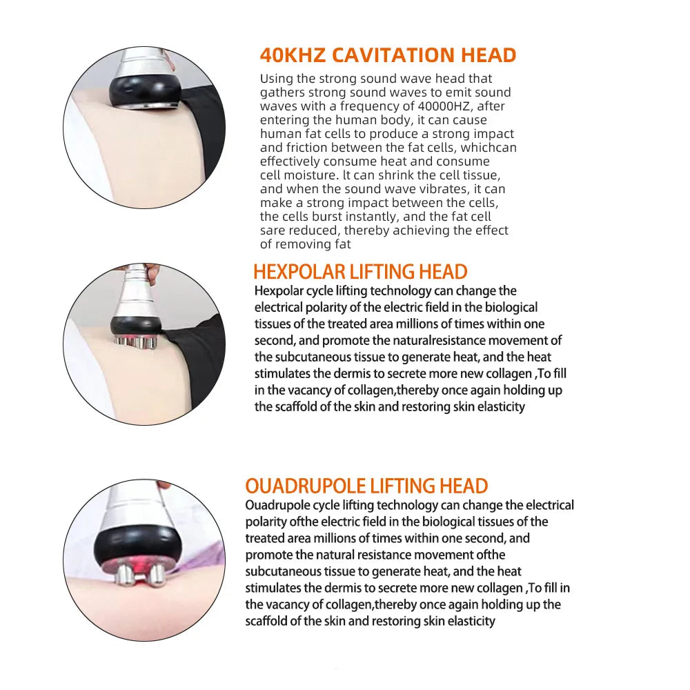 40K Ultrasonic Cavitation Slimming Machine - Ivory Portable Device Body Shaping Massage Equipment Tidesmit