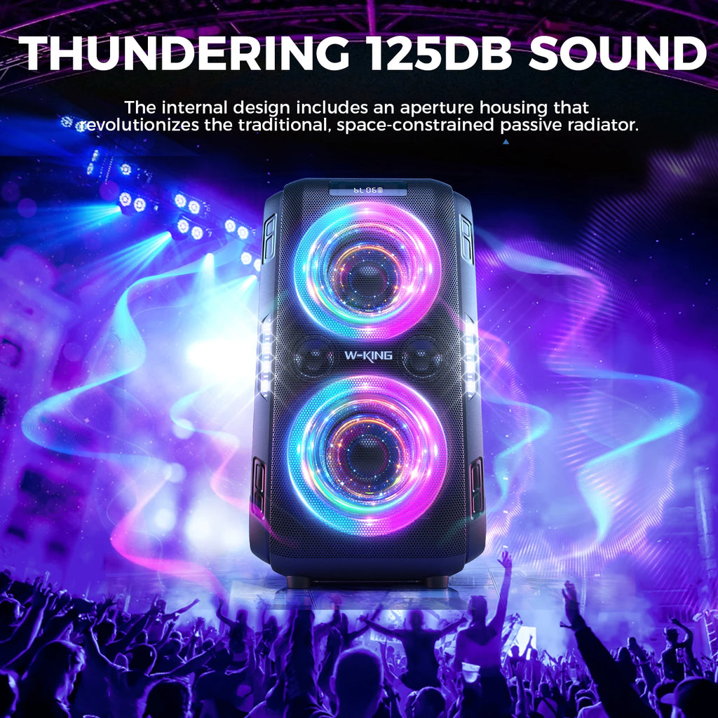 W-KING 250W PEAK Large Bluetooth Speaker Loudest/Massive 120dB/12 Custom Bass, V5.3 Big Party Boombox Portable Speaker Wireless