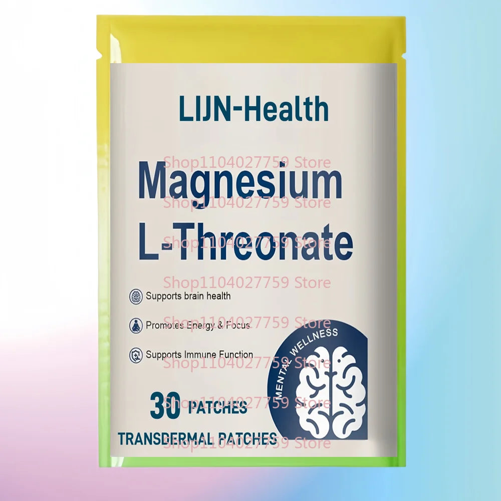 30 Patches Magnesium L-Threonate Transdermal Patches with Vitamin C & Vitamin D3 Supports Memory, Focus