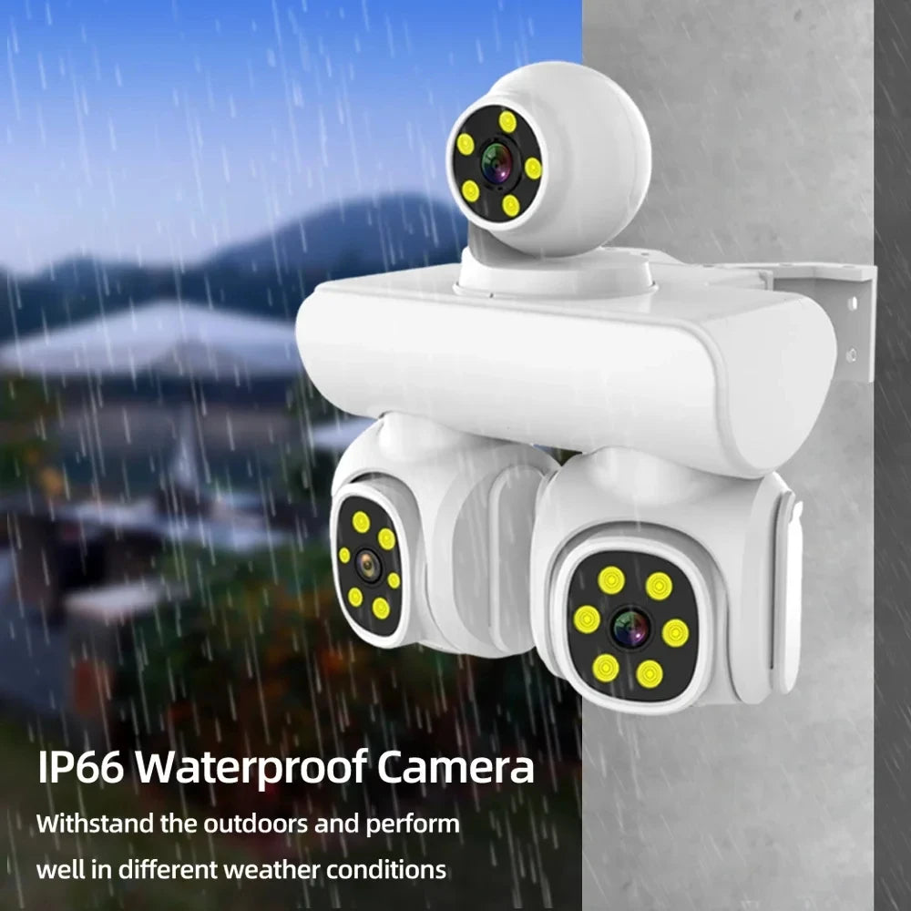 15MP Wireless Three Lens Three Screen Outdoor ICam365 APP PTZ IP Camera Surveillance Camera With Auto Tracking