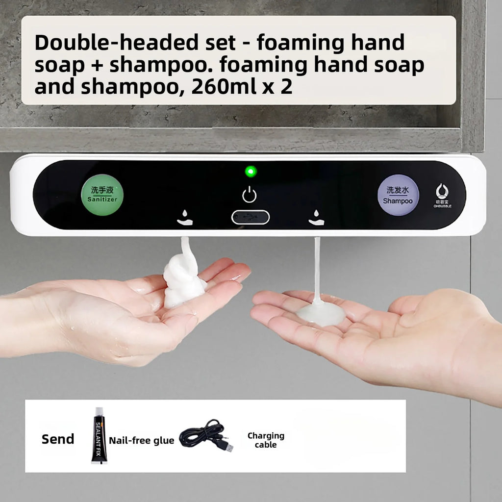 OHBUBBLE mirror cabinet under-sensor wall-mounted hidden double-head soap dispenser automatic sensor hand wash machine