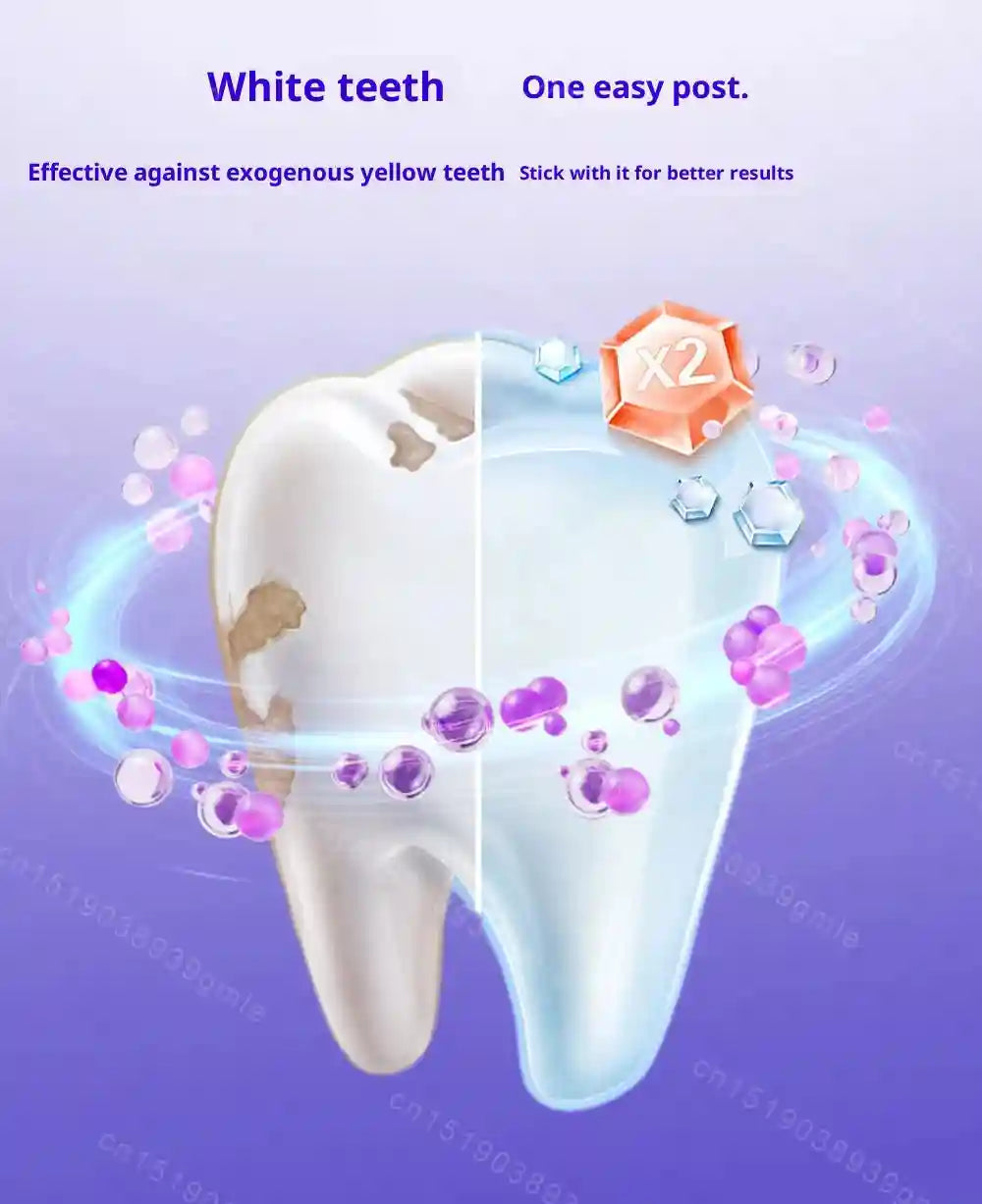 Tidesmit purple teeth whitening strips for color correction and sensitive-free at-home enamel brightening