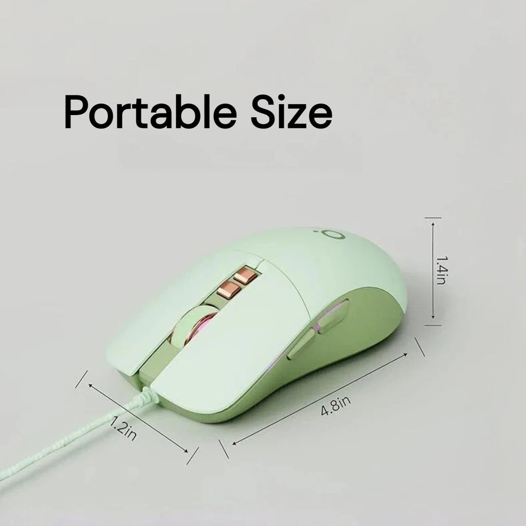 Silent Wired Mouse Aesthetic 2400 DPI Ergonomic USB Optical Computer Mouse for Women Girls Students Office Home Work Laptop PC MacBook Desktop Quiet Click Plug Play Cute Kawaii Mute Mice Sage Green Pink Beige Minimalist Desig