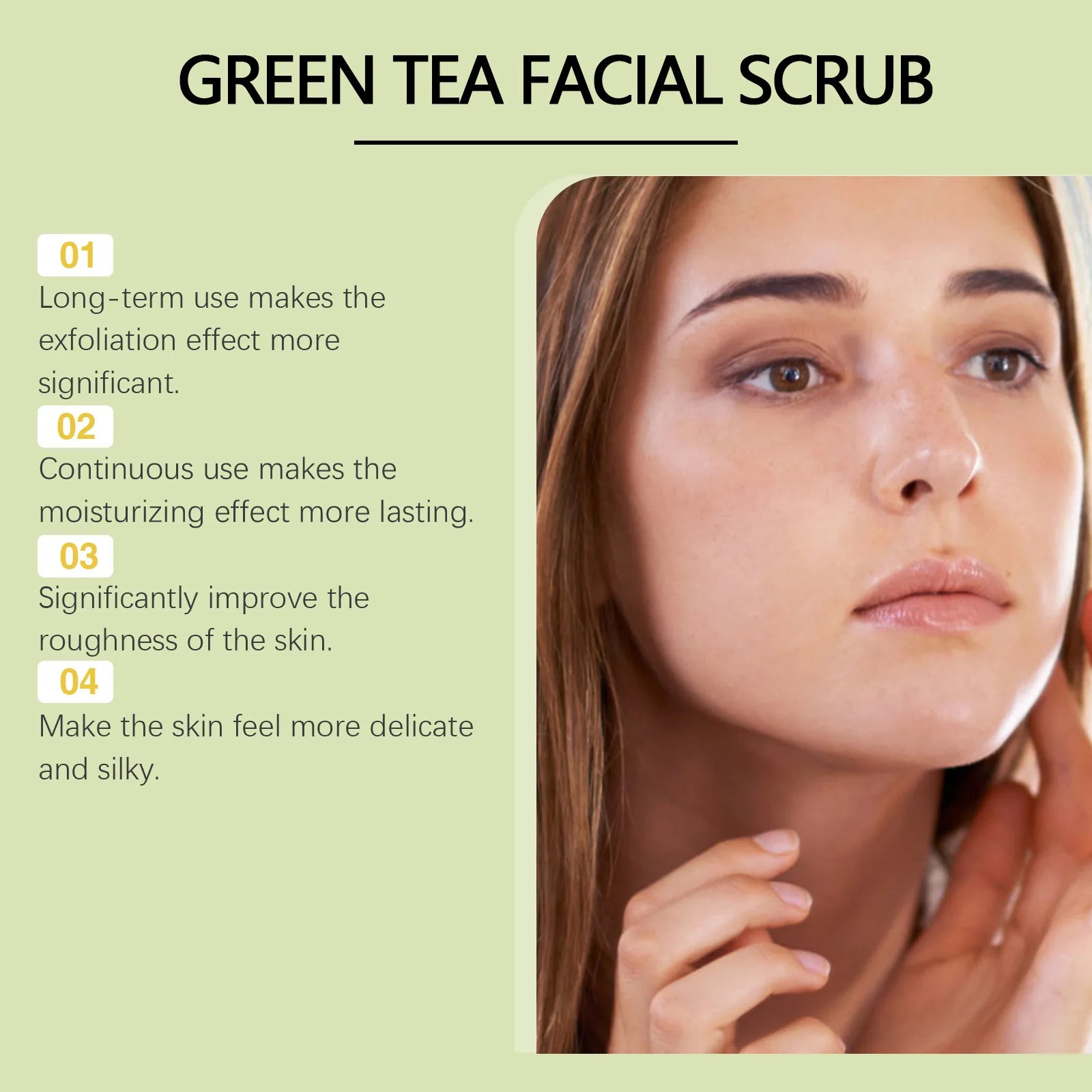 Green Tea Facial Scrub - Deep Pore Exfoliating Cleanser for Skin Care Scrubs Treatments Tidesmit