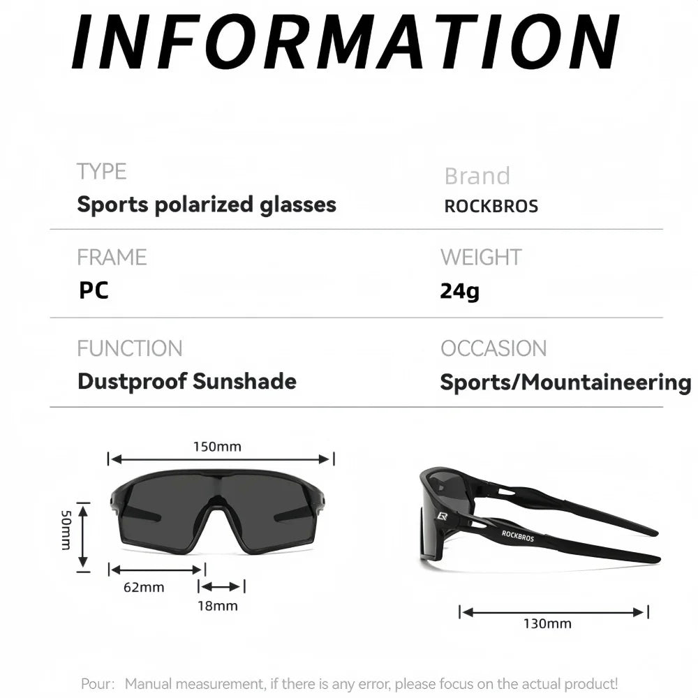ROCKBROS Fashion Brand Men Women Bicycle Photochromic Eyewear MTB Bike FishingRunning CyclingSports Sunlasses Comfortable Goggle