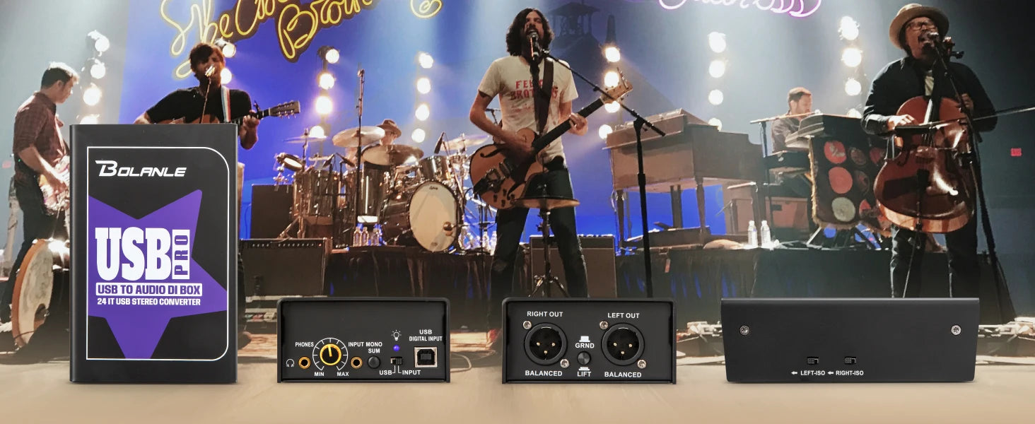 USB Stereo DI Box 24-192kHz Audio Interface with Ground Lift - USB PRO Tidesmit