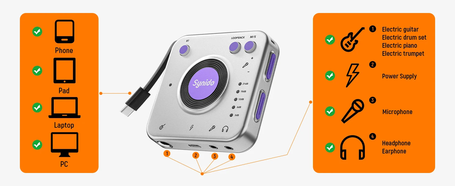 A20 Audio Interface for Live Streaming | Portable Wireless Recording Dock Tidesmit