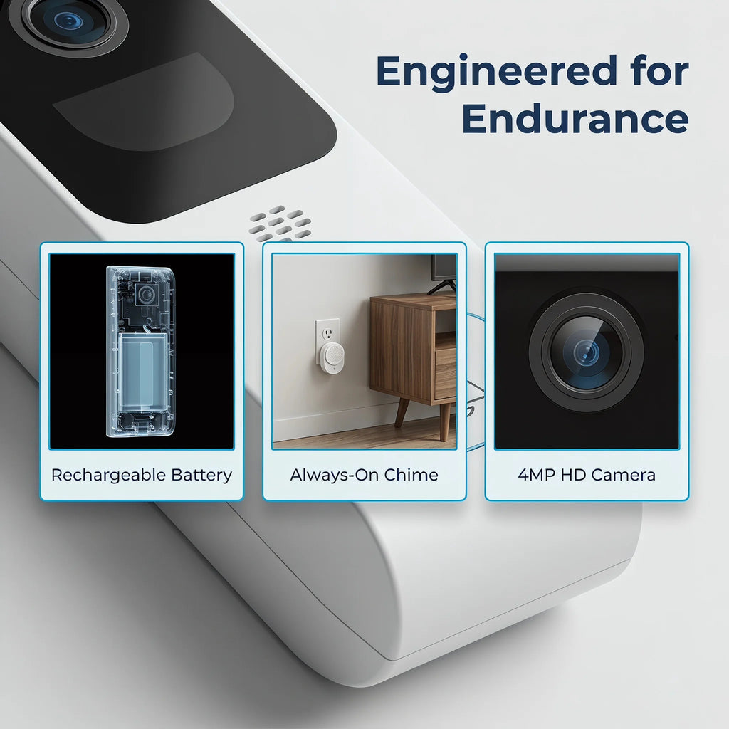 ARCCTV 2K Dual-band WiFi HD Video Doorbell Camera With Two-way Intercom Infrared Night Vision Motion Detection IP66 Waterproof