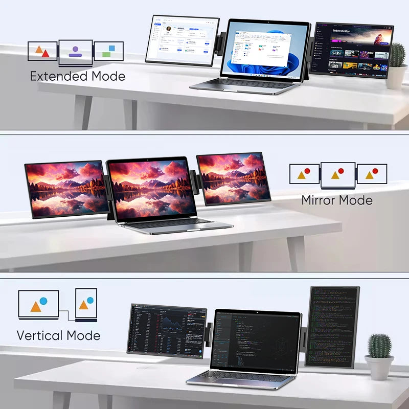 Sibolan 16" 2.5K Dual Screen Portable Monitor 1600P 60Hz High-Definition Dual Triple Display Extender For Home Office & Wins