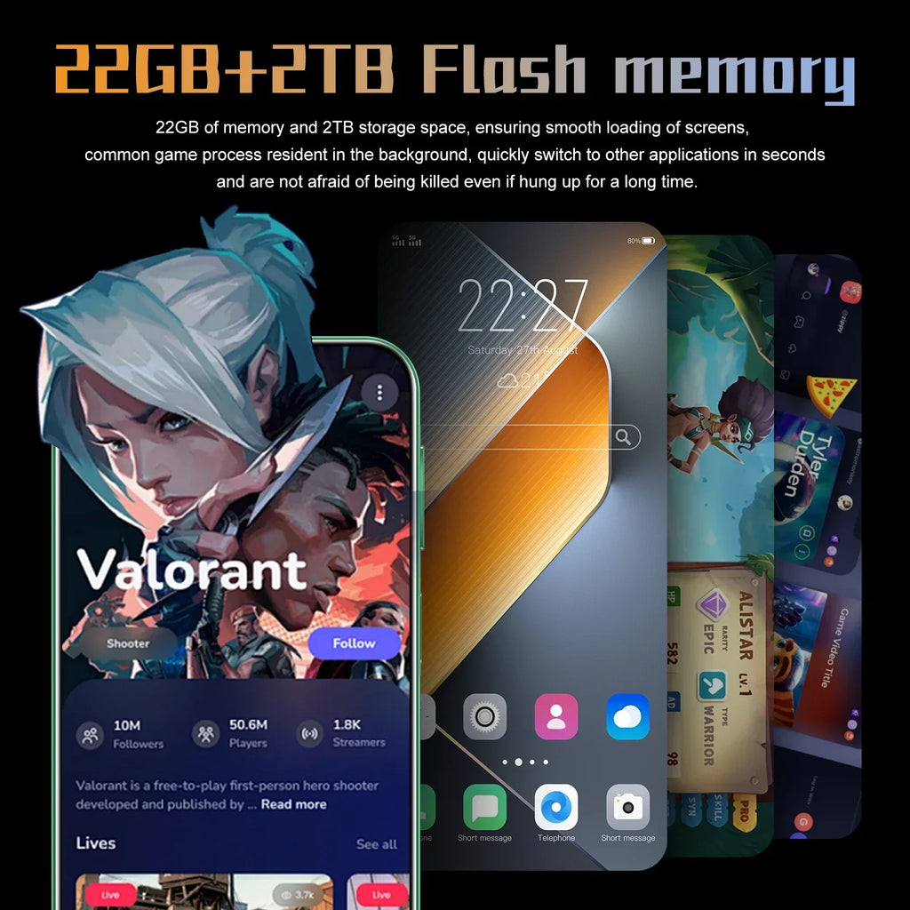 Pova 6 Pro 5G Smartphone 22GB 2TB Android 14 High-Capacity Device Tidesmit