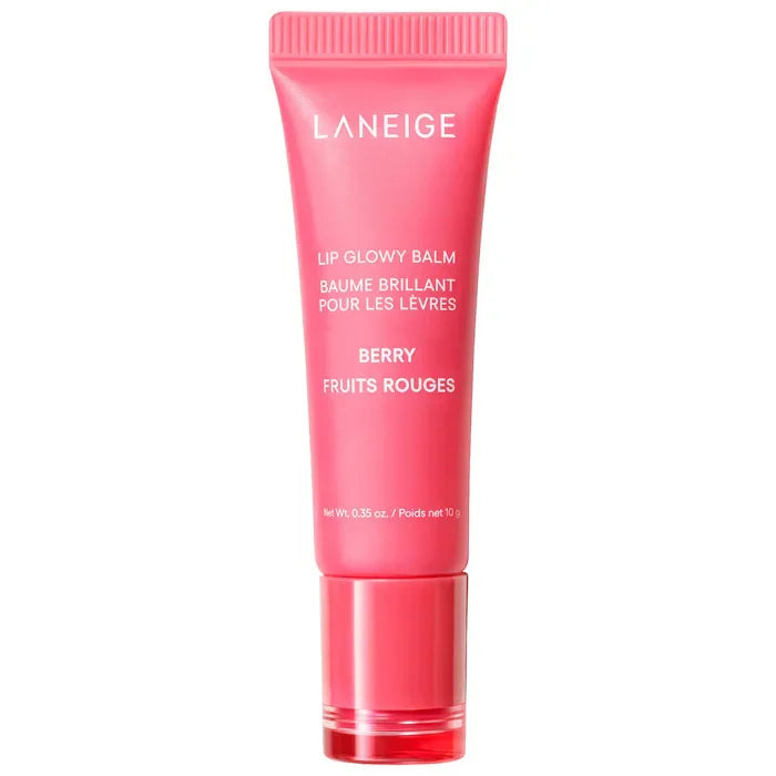 Laneige Lip Glowy Balm in Berry, a pink tinted hydrating lip treatment for glossy, smooth lips.