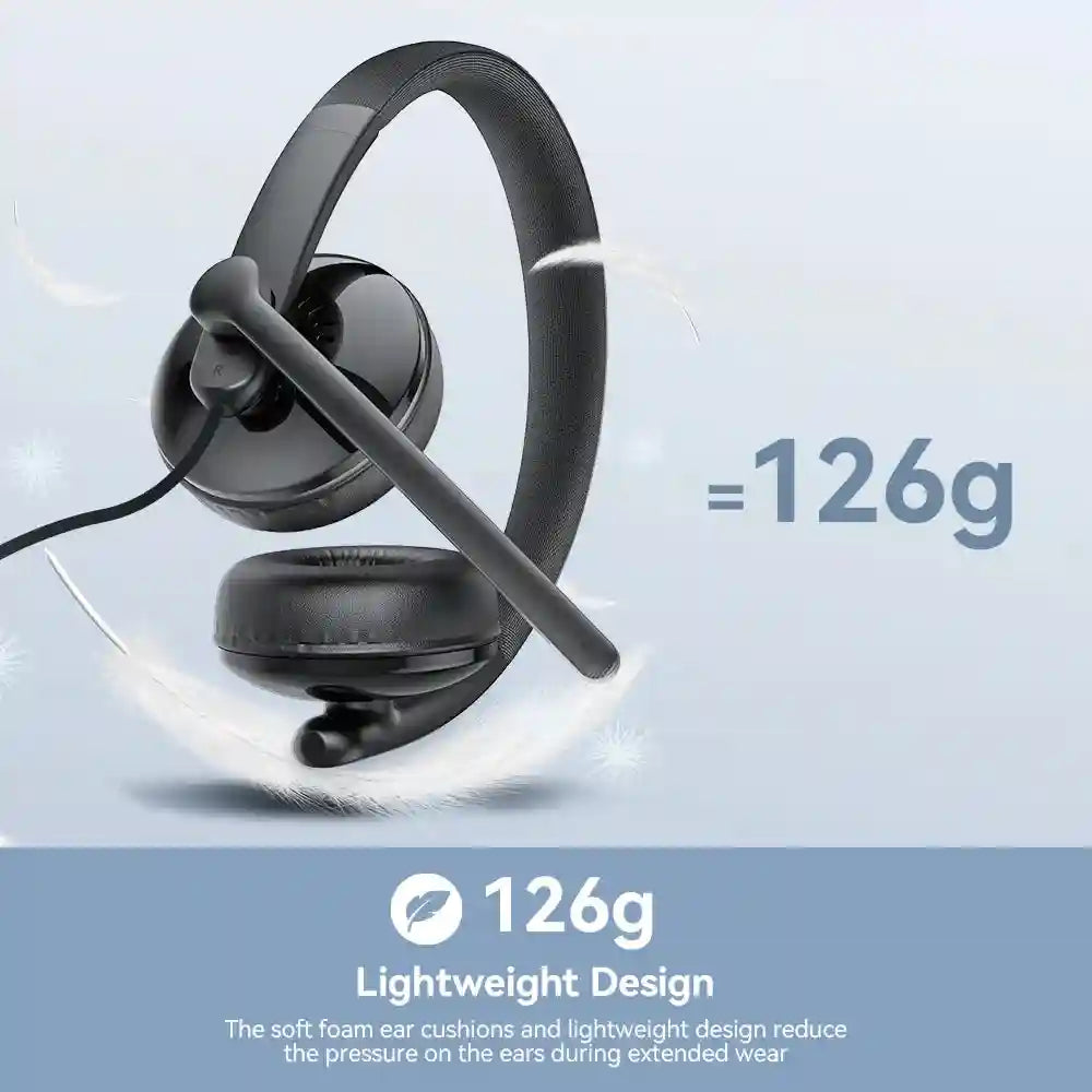 USB Wired Headset with Microphone - Noise Cancelling PC Office Headset Tidesmit