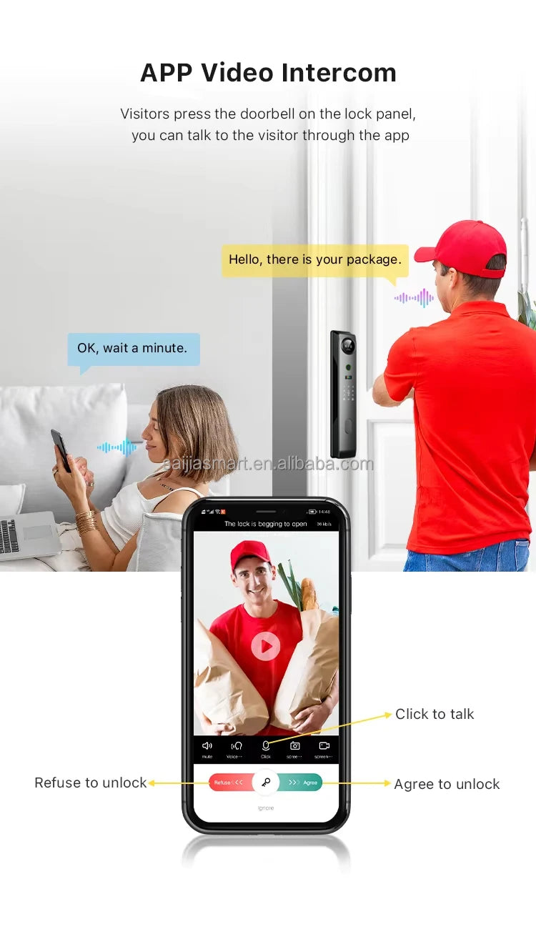 Electronic 3D Face Recognition Automatic Smart Door Lock Fingerprint Tuya Wifi Digital Door Lock With Camera Hot Selling