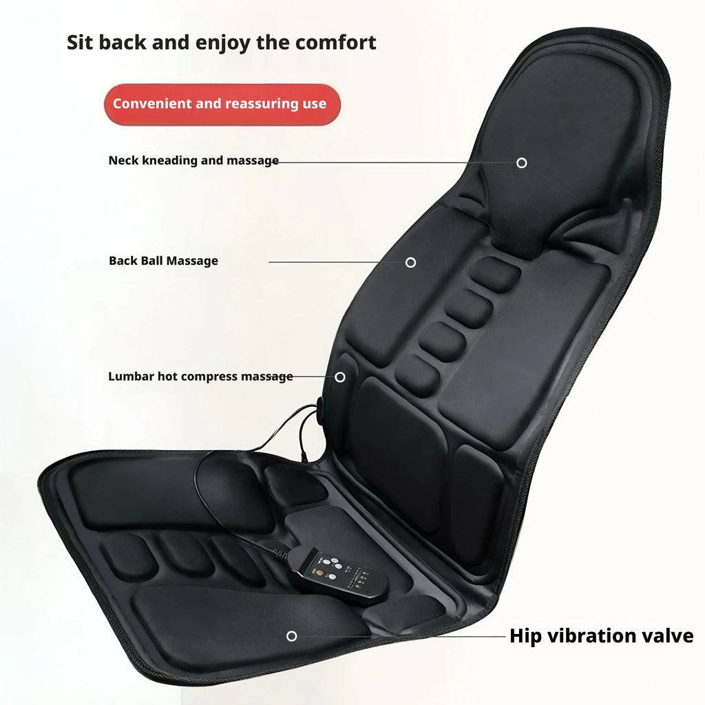 Heated Massage Cushion: Electric Massager for Neck and Back - Black Massage Cushion Tidesmit