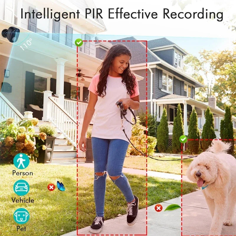 Security Cameras Wireless Outdoor 2K Battery Powered WiFi Camera AI Motion Siren Spotlight Color Night Vision IP66 Waterproof