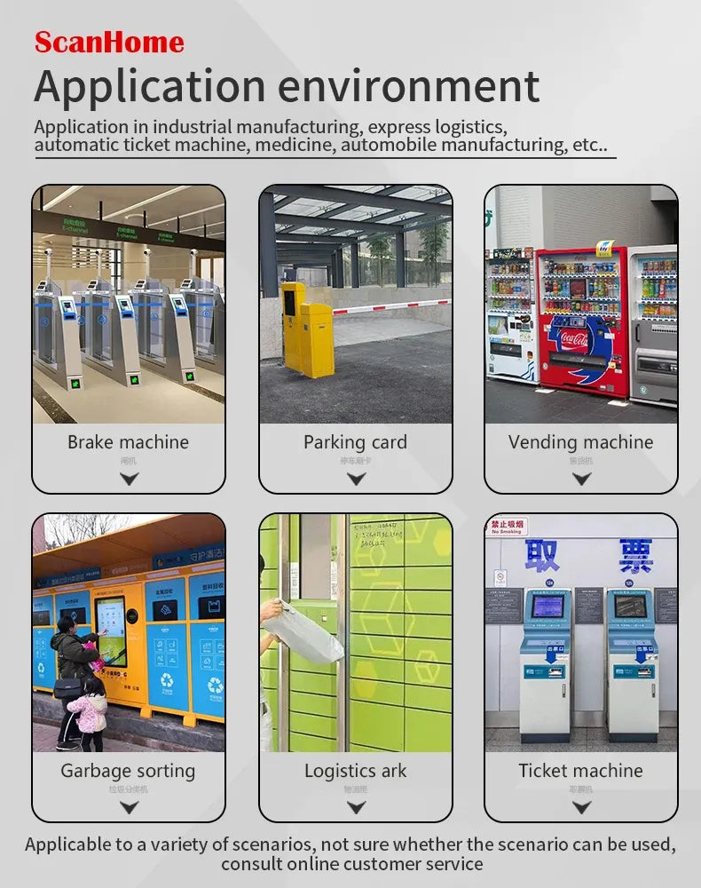 Barcode scanners embedded in industrial machines, vending and ticketing settings