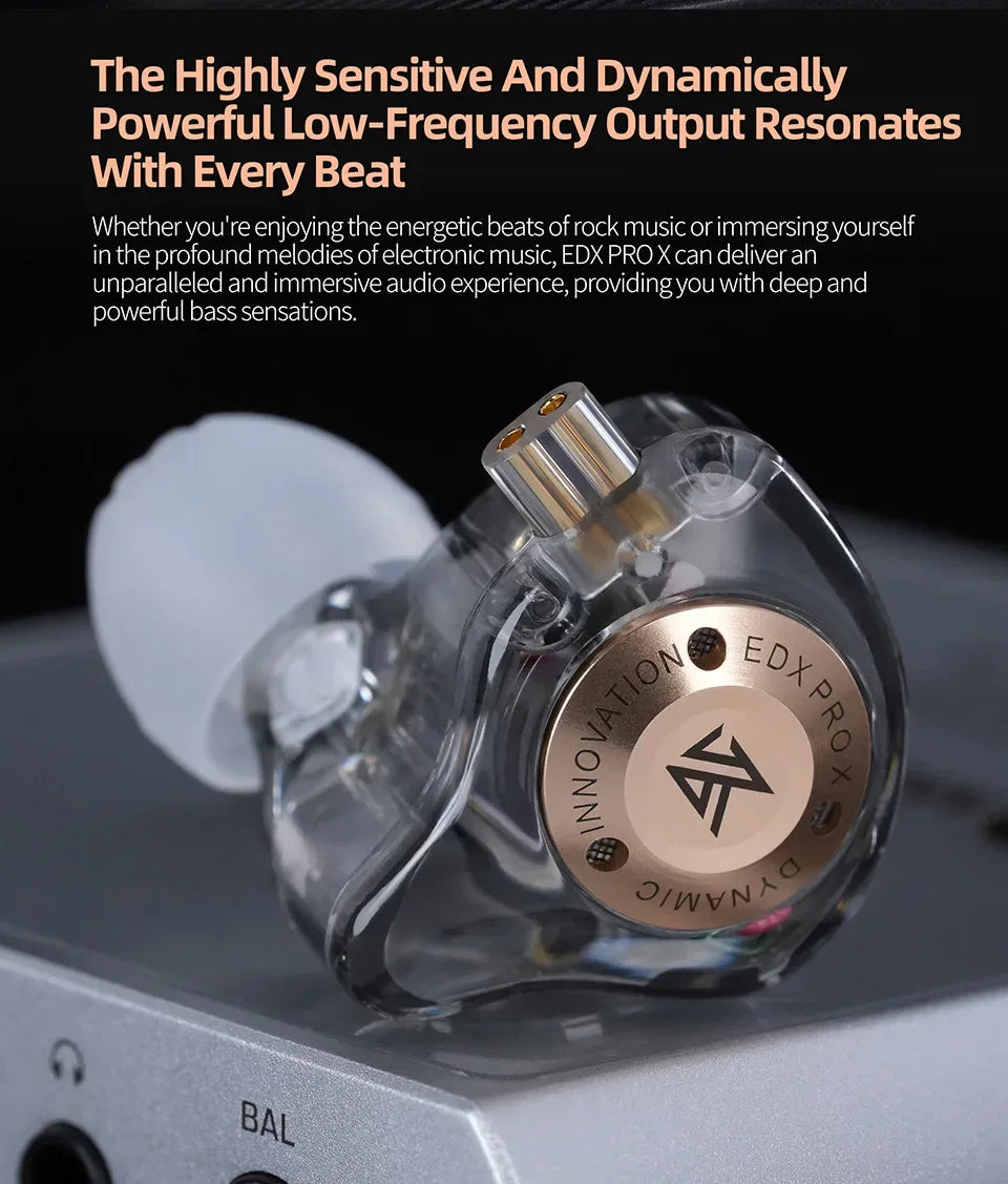 KZ EDX PRO X Wired Earphones Dynamic Drive HiFi Stereo Bass Sound Earbud Music Noise Cancelling Gaming Headset Detachable Cable Tidesmit