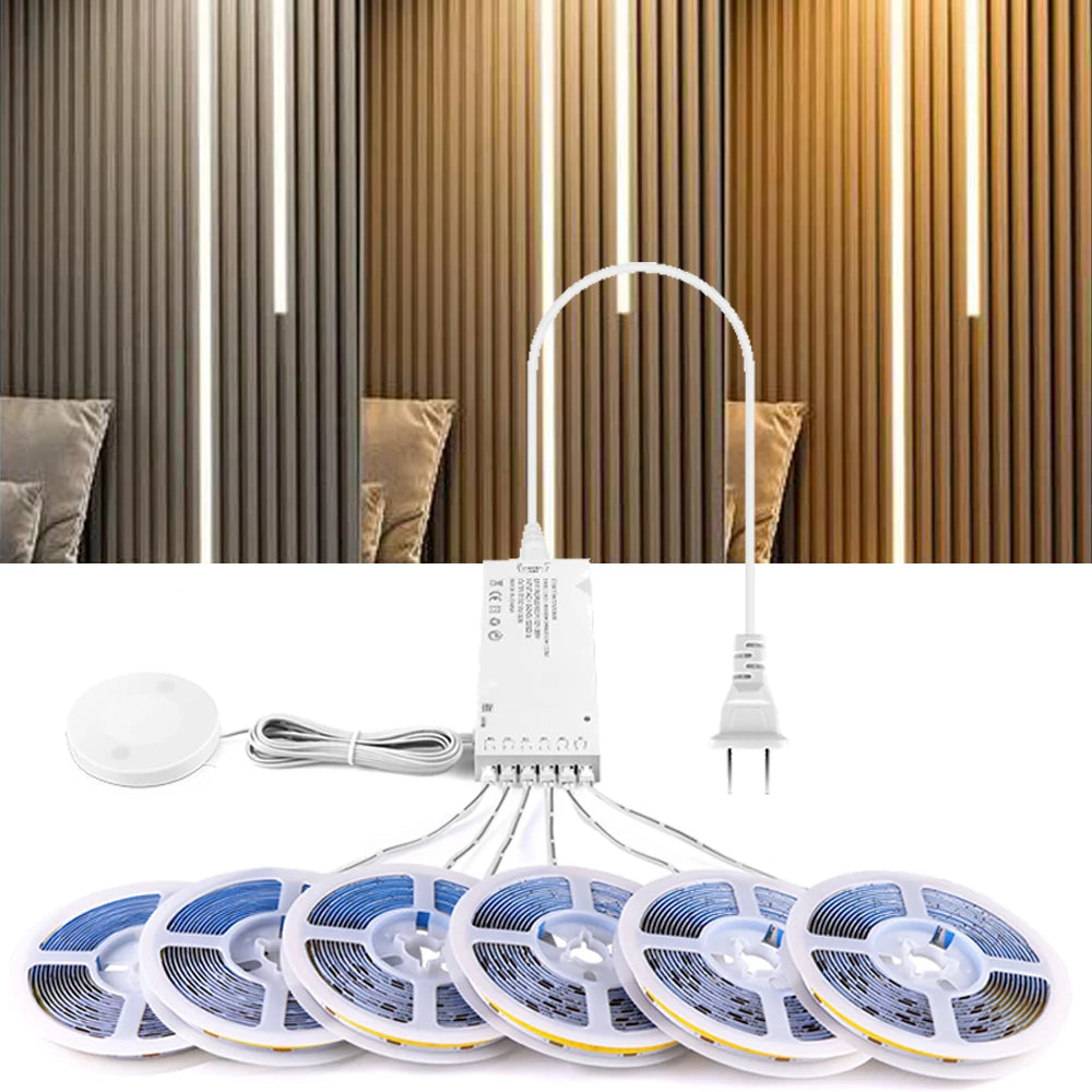 Embeddable Linear COB Strip Light Self-Adhesive LED Tape Home Office Shop Wood Grain Grille Curtain Wall Embedded Ceiling Decor