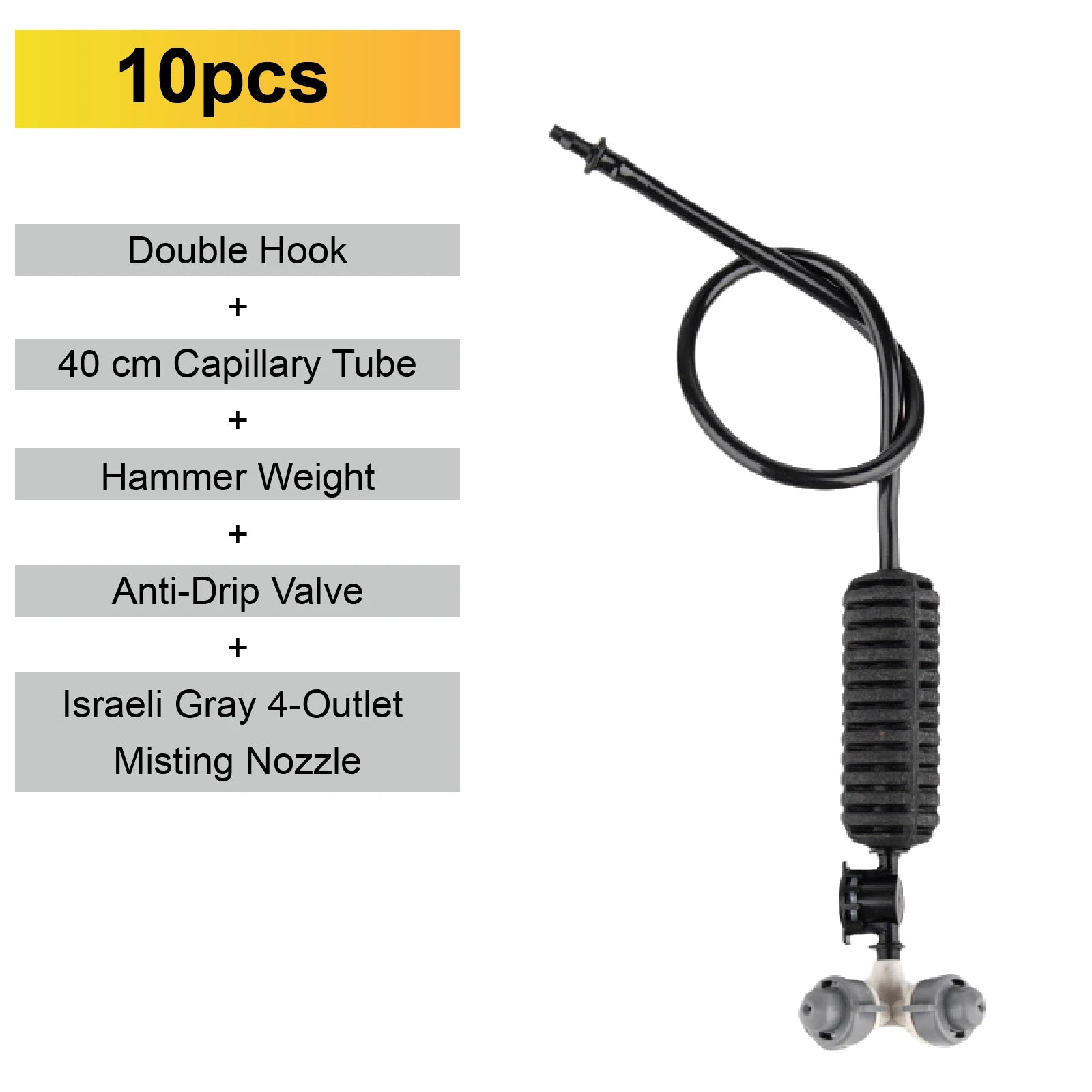Inverted micro sprinkler nozzle set with gray body and dual water outlet fittings