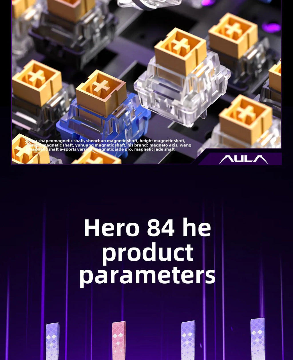 AULA HERO84 HE Magnetic Switch Wired Mechanical Keyboard RGB Music Rhythm 8K Return Rate Keyboard Computer Accessorie for Gamer