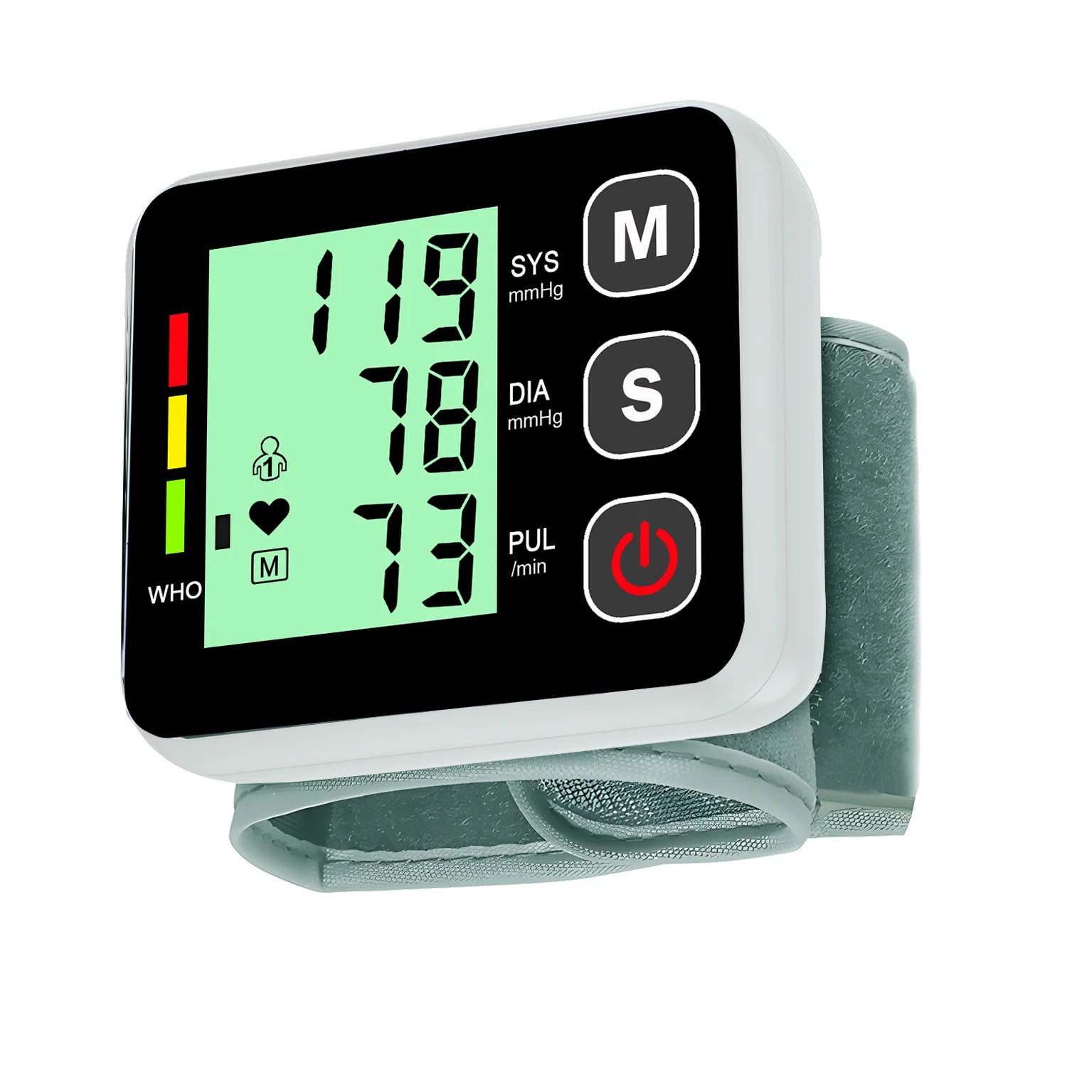Portable Digital Wrist Blood Pressure Monitor - LCD Screen Heart Rate Pulse Meter Sphygmomanometer for Health Care