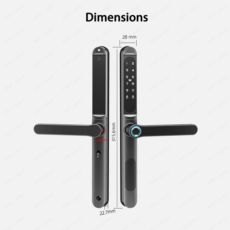 Slim 2.8CM Waterproof Sliding Door Smart Lock Fingerprint Password IC Card Key Compatibility TTlock App & Alexa Biometric Header