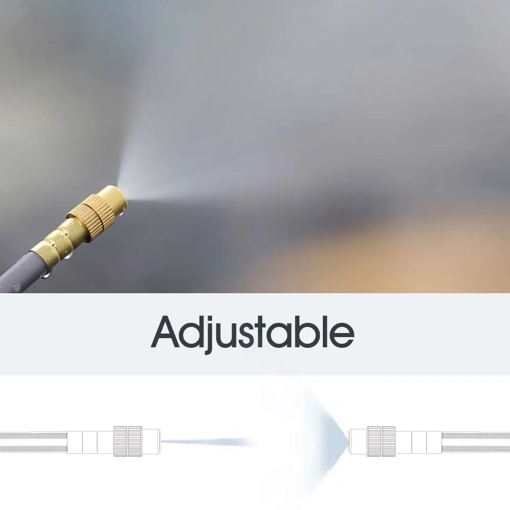 15-5M 1/4” Hose Adjustable 360° Flexible Brass Mist Nozzle Garden Irrigation Pump Sprinkler Kit Quick Link Spray Cooling System