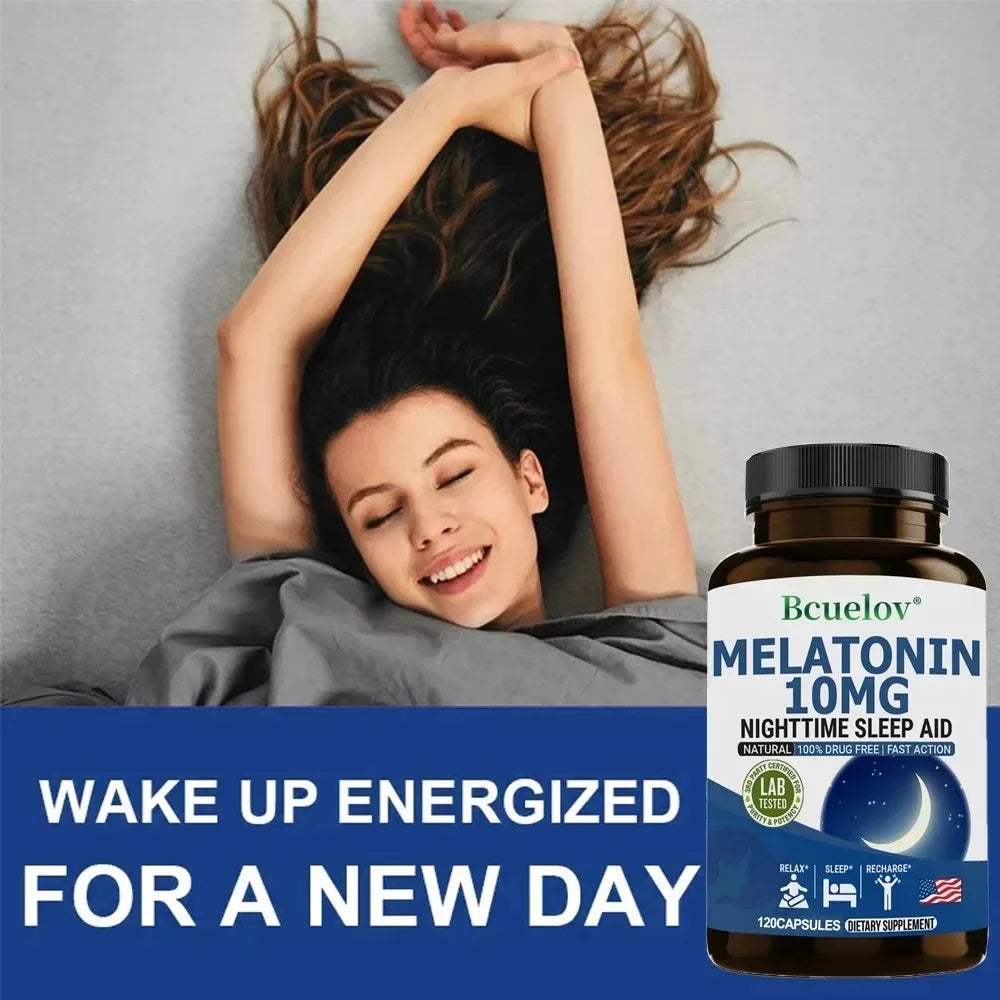 Super Melatonin Capsules 10 Mg - Fall Asleep Naturally, Fight Insomnia, Boost Immunity, Improve Sleep Quality