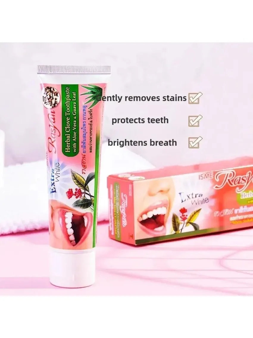 Tidesmit Rasyan herbal toothpaste and clove powder set for natural teeth whitening and yellow stain removal