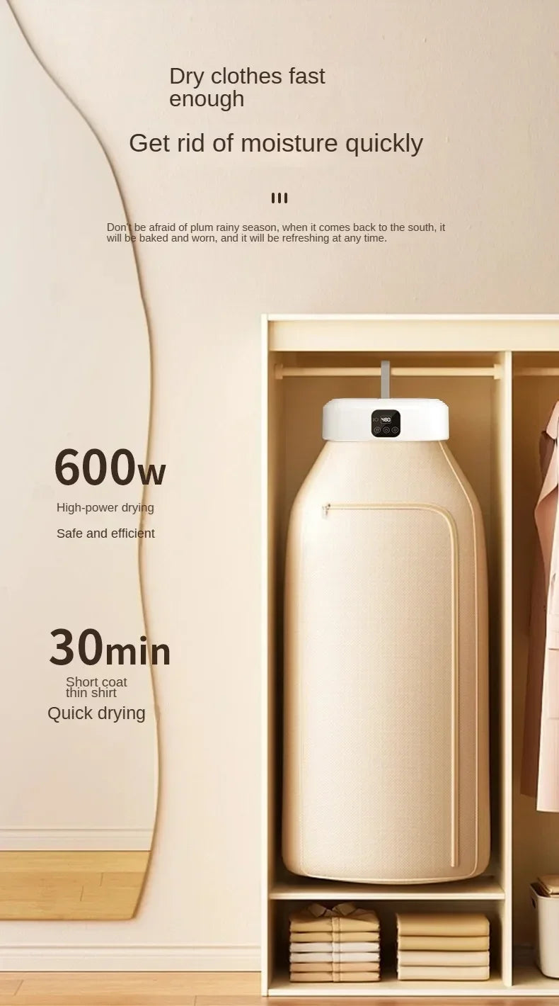 Tidesmit portable electric clothes dryer with remote, timer, and foldable design for compact laundry drying.