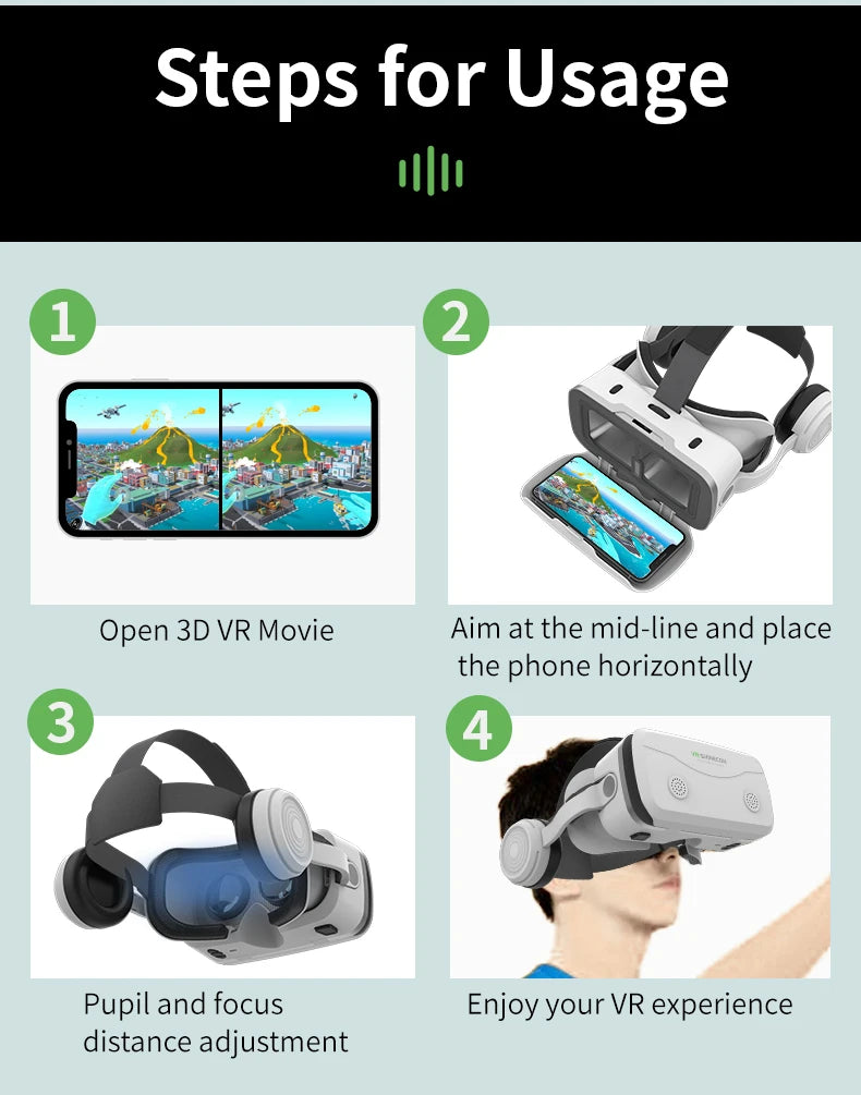 VR Headset for Smartphones - Immersive 3D Glasses with Remote Controller Tidesmit