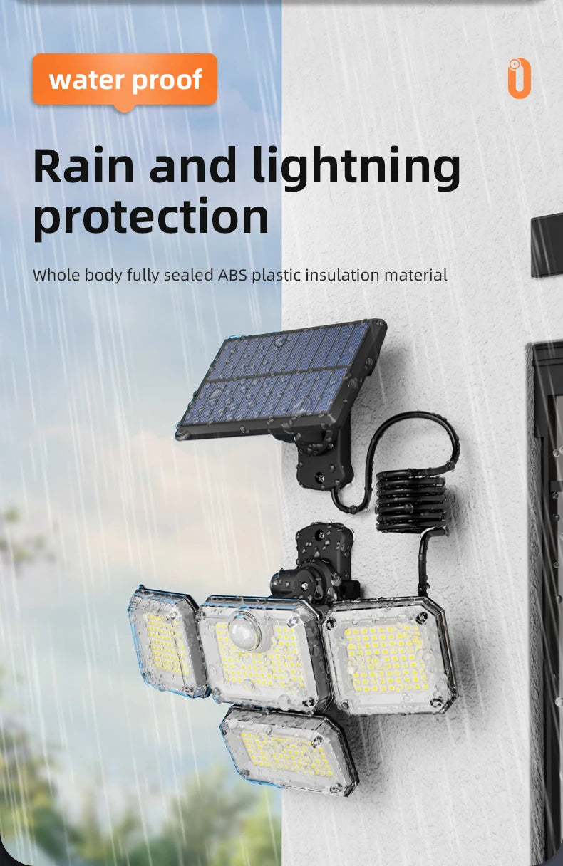 FAMCDC Solar Light 333LED IP65 Waterproof Outdoor Indoor Solar Garden Lamp With Adjustable Head Wide Lighting Angle With 3 Mode